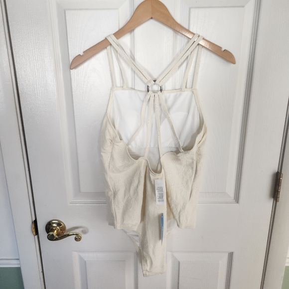 Cupshe NWT Size Large Cream Lace O Ring Strappy Back One Piece Swimsuit Summer - Picture 6 of 7